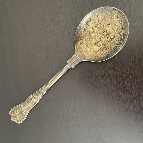 Sheffield England EPNS A1 Kings Pattern Silver Plated Round Fruit Serving Spoon - Picture 1 of 10